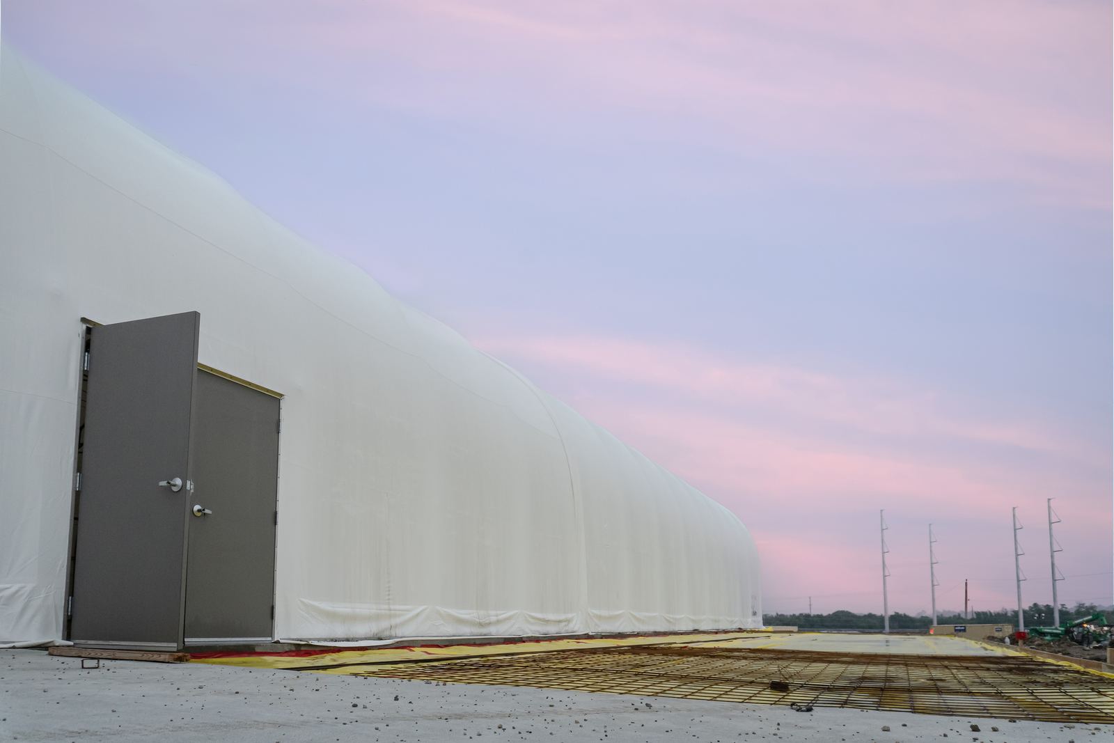 Climate-controlled structure at dusk
