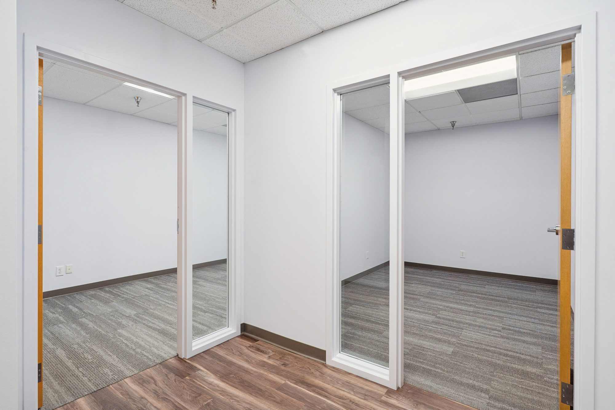 Office Addition — new private office with wood door and glass sidelite